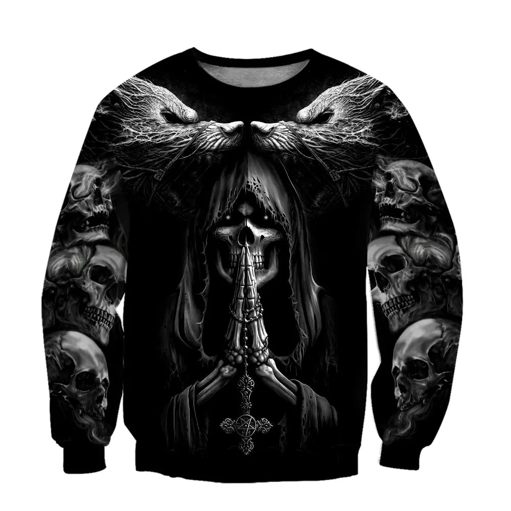 Autumn Fashion Hoodies Fenrir Wolf Skull Tattoo 3D All Over Printed Mens Sweatshirt Unisex Zip Pullover Casual Jacket DW0364