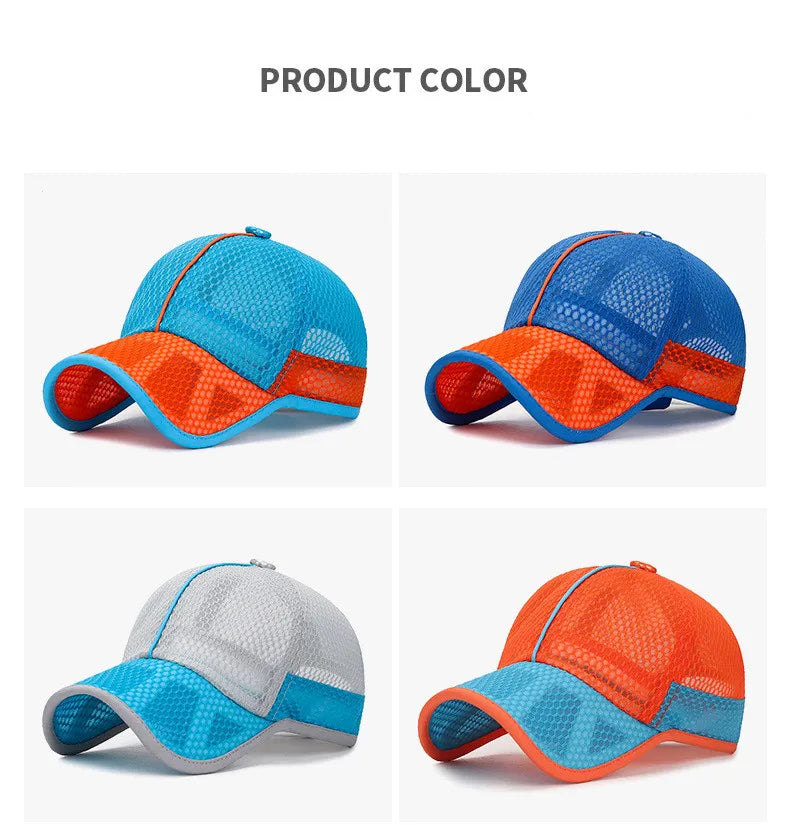 New Summer Children Kids Cute Baseball Cap Solid Breathable Snapback Hat Outdoor Cool Mesh Boy Girl Sun Cap Hat