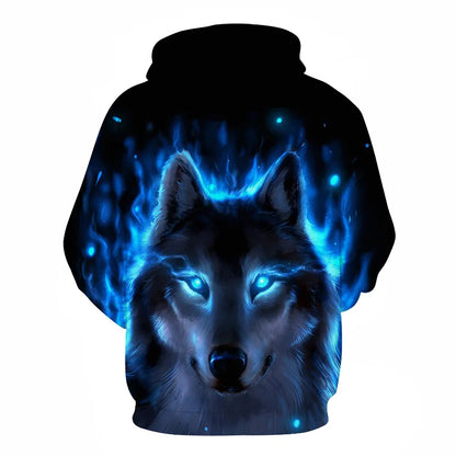 Cool Space Galaxy Wolf Hoodie Hoodies Men Bright Wolf Fashion Handsome Wolf Hoddies Spring Autumn Pullovers Sweatshirts Sweat