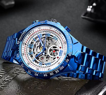 Montre pour homme Winner – Design sportif, lunette travaillée, style tendance, marque de prestige, montre automatique à mécanisme apparent (squelette)