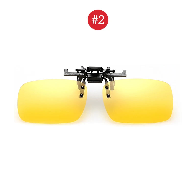 VIVIBEE Men Polarized Flip Up Clip on Sunglasses Black Driving UV400 Women Square S M L Goggles Night Vision Fishing Glasses