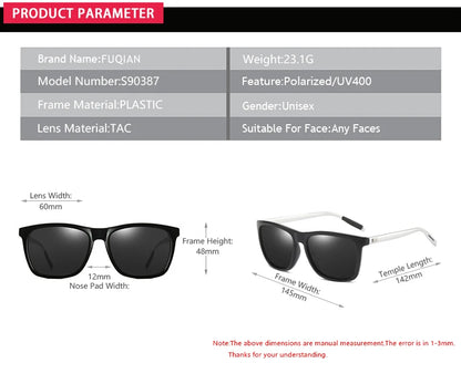 Classic Square Polarized Sunglasses Men High Quality Metal Sun Glasses Male Fashion Outdoor Anti Glare Driving Shades