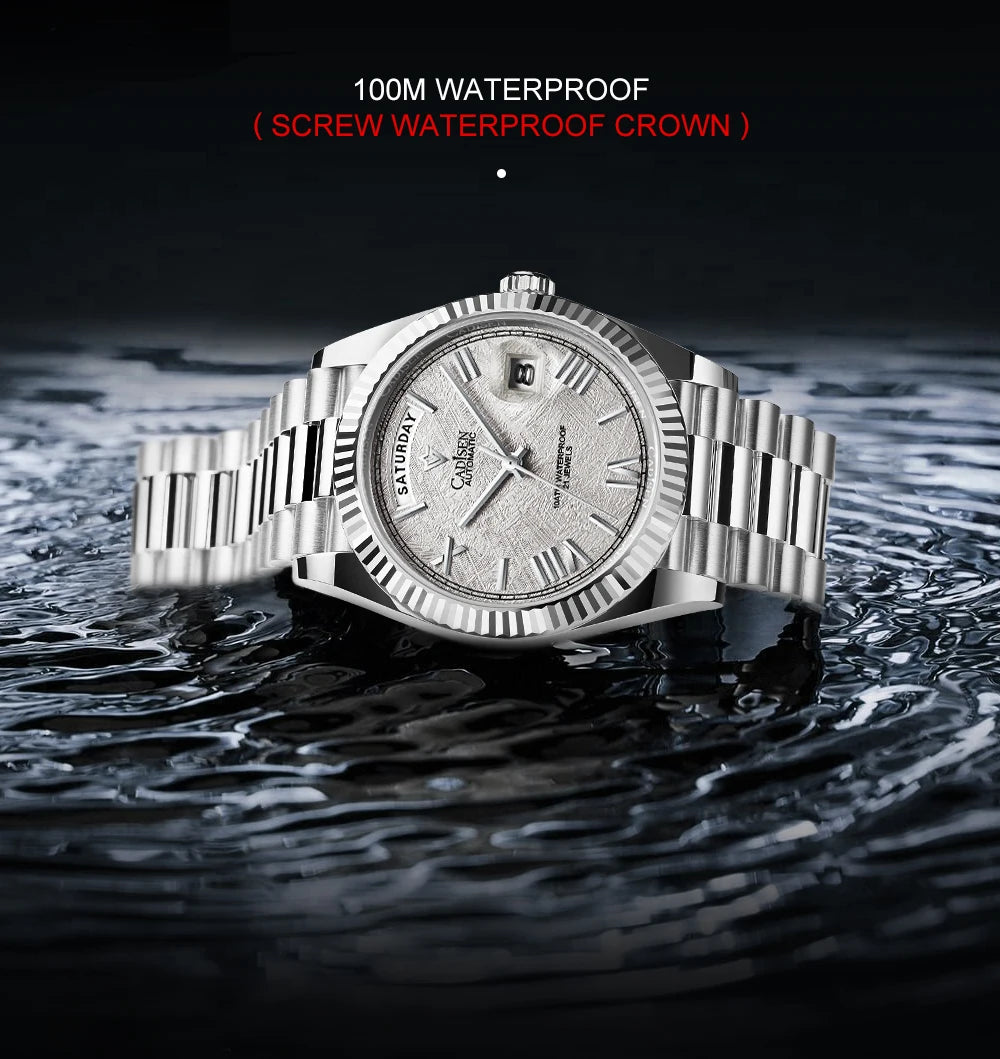 NEW 2025 CADISEN Men's Mechanical Watches Luxury Meteorite Dial Automatic Watch For Men Week 100M Japan MIYOTA 8285 Clock Man