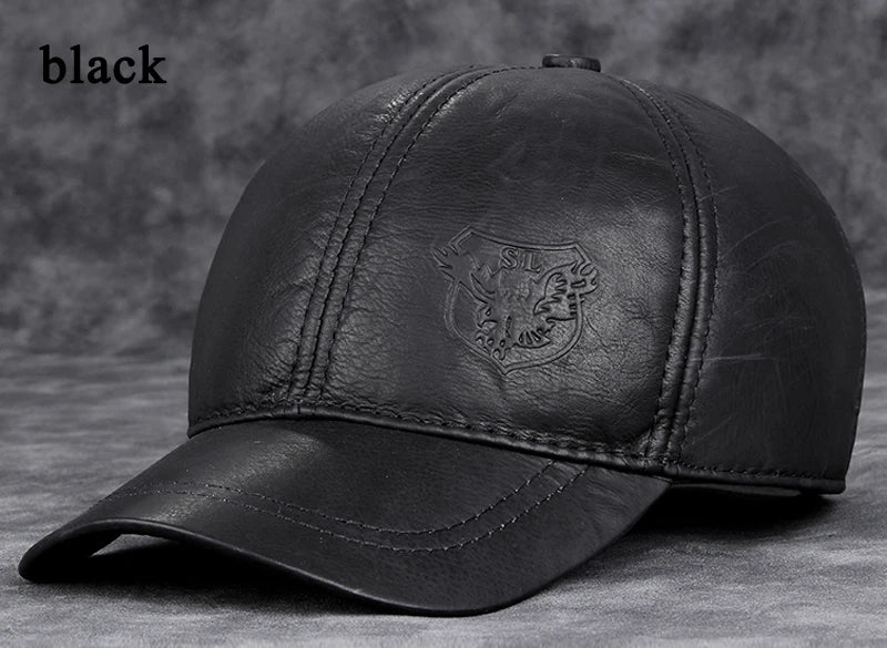 Męskie czapki z daszkiem z prawdziwej skóry bydlęcej, 56–60 cm, czarne/brązowe, z nadrukiem orła, dla mężczyzn, styl casualowy, uliczny, dla dziewczyny, czapki typu „dad hat”