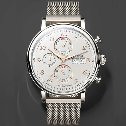 Luxury Brand Switzerland LOBINNI Ewiger Kalender Automatische mechanische Herrenuhr Saphirglas Multifunktionsuhr L13019-8