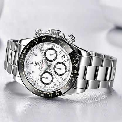 Montres pour hommes BENYAR – Chronographe de luxe, modèle sportif, étanche, en acier inoxydable, à mouvement à quartz