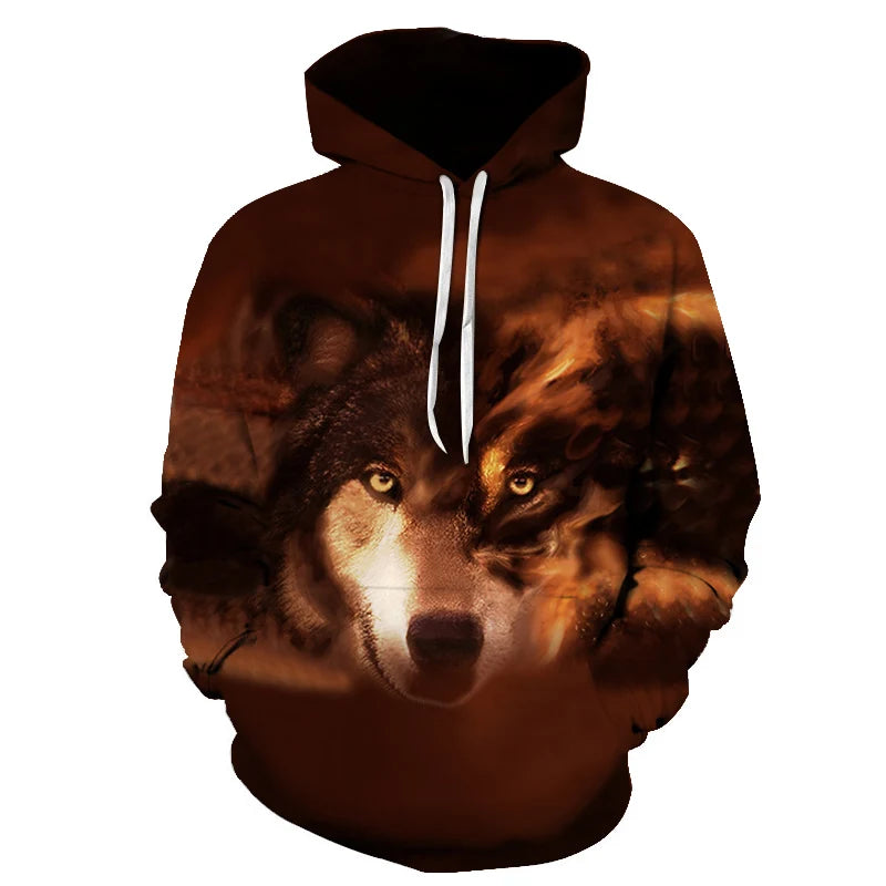 Cool Space Galaxy Wolf Hoodie Hoodies Men Bright Wolf Fashion Handsome Wolf Hoddies Spring Autumn Pullovers Sweatshirts Sweat