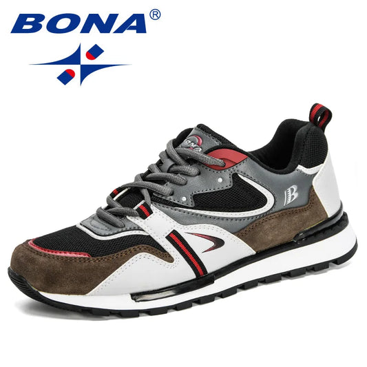 BONA New Designers Scarpe sportive in pelle action da uomo, sneakers da running, scarpe da tennis maschili, calzature da camminata trendy per il fitness