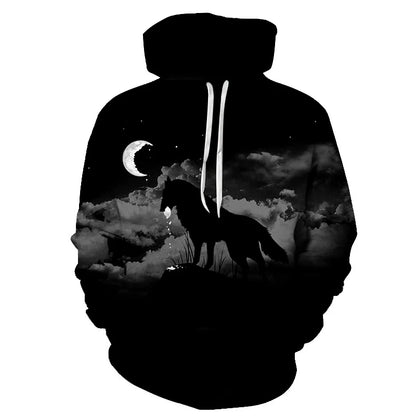 Cool Space Galaxy Wolf Hoodie Hoodies Men Bright Wolf Fashion Handsome Wolf Hoddies Spring Autumn Pullovers Sweatshirts Sweat