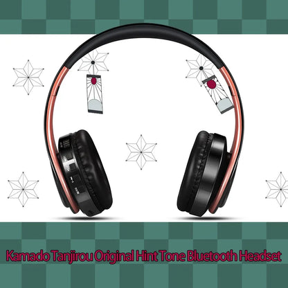 Demon Slayer Kamado Tanjirou Anime Bluetooth Headphones – Wireless Gaming Headset with Mic, TF Card Support, Deep Bass Anime Earphones V5.0