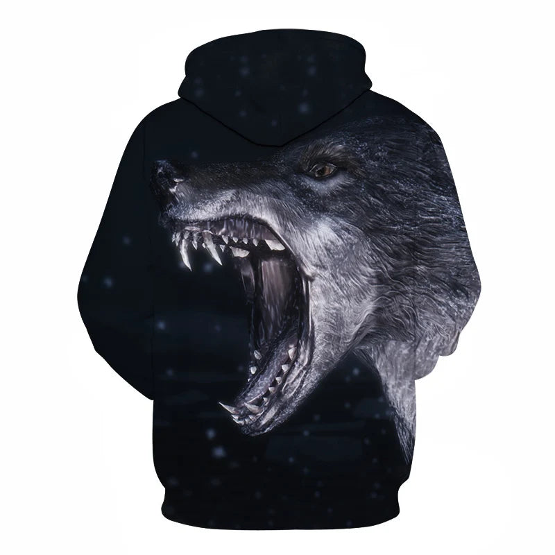 Cool Space Galaxy Wolf Hoodie Hoodies Men Bright Wolf Fashion Handsome Wolf Hoddies Spring Autumn Pullovers Sweatshirts Sweat