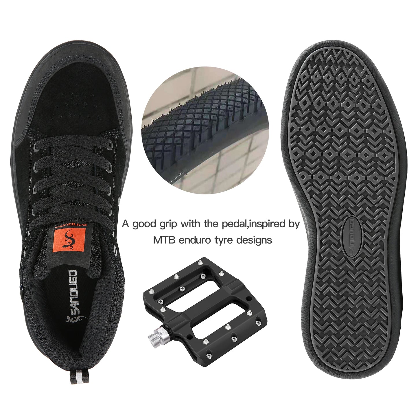 Men's MTB Shoes for Flat Pedals Suitable  for BMX, DH, Enduro, Free-ride