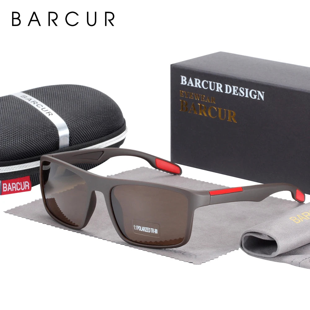 BARCUR Polarized Sunglasses Men TR90 Ultralight Vintage Sun Glasses for Women Square Eyewear oculos lunette de soleil femme