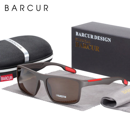 BARCUR Polarized Sunglasses Men TR90 Ultralight Vintage Sun Glasses for Women Square Eyewear oculos lunette de soleil femme