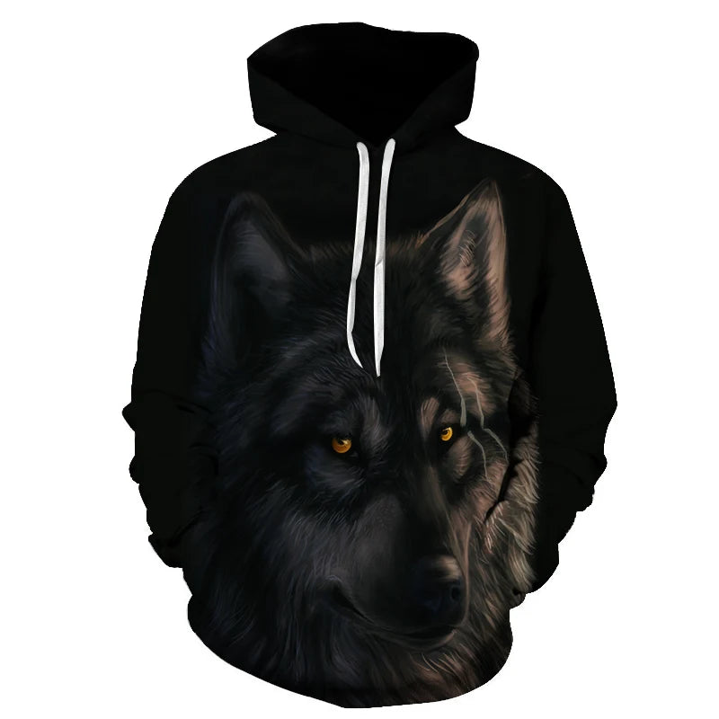 Cool Space Galaxy Wolf Hoodie Hoodies Men Bright Wolf Fashion Handsome Wolf Hoddies Spring Autumn Pullovers Sweatshirts Sweat