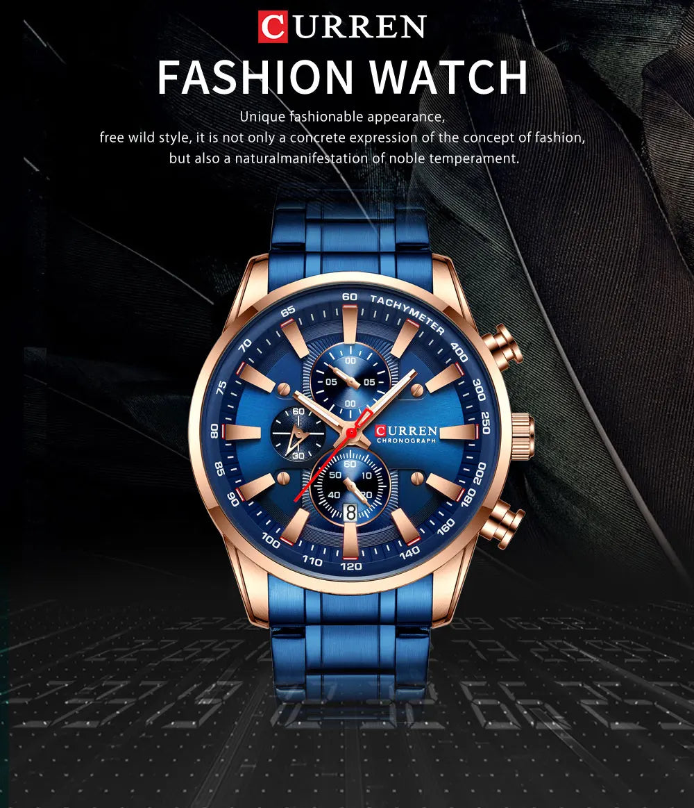 CURREN New Mens Watches Quartz Business Waterproof Watch Man Watches Top Brand Luxury WristWatch Men Chronograph Reloj Hombre