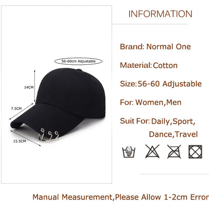 Femei Bărbați Hip Hop K-pop Șapcă de baseball tip snapback, culoare uni, cu inel, sport, dans, călătorii, iubitor de călătorii, șapcă pentru tată, șepci, îmbrăcăminte urbană, reglabilă