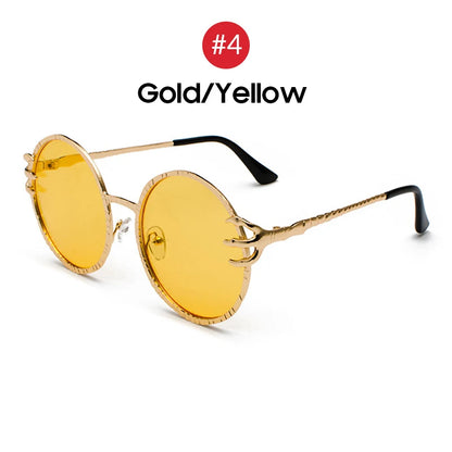 VIVIBEE Retro Skull Claw Round Sunglasses for Women Fishion 2026 Trending Product Gothic Sun Glasses Gold Metal Frame Shades