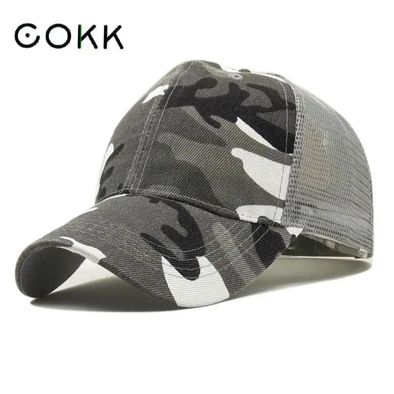 COKK Czapka baseballowa w kamuflażu dla mężczyzn, czapka typu snapback, letnie czapki dla kobiet, oddychająca czapka sportowa z siateczki, czapka przeciwsłoneczna, osłona przeciwsłoneczna, czapka golfowa, regulowana, dla dorosłych