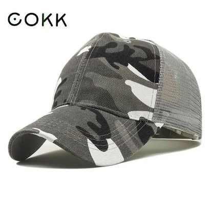 COKK Czapka baseballowa w kamuflażu dla mężczyzn, czapka typu snapback, letnie czapki dla kobiet, oddychająca czapka sportowa z siateczki, czapka przeciwsłoneczna, osłona przeciwsłoneczna, czapka golfowa, regulowana, dla dorosłych