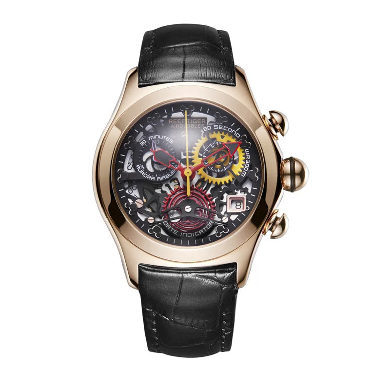 Reef Tiger New Designer Top Brand Luxury Fashion Watches for Women Steel Skeleton Watches Blue Strap Sport Watches RGA7181