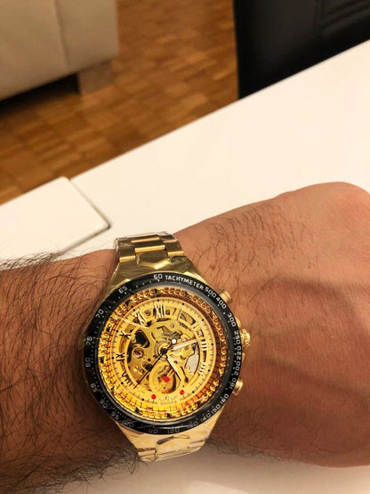 Montre pour homme Winner – Design sportif, lunette travaillée, style tendance, marque de prestige, montre automatique à mécanisme apparent (squelette)