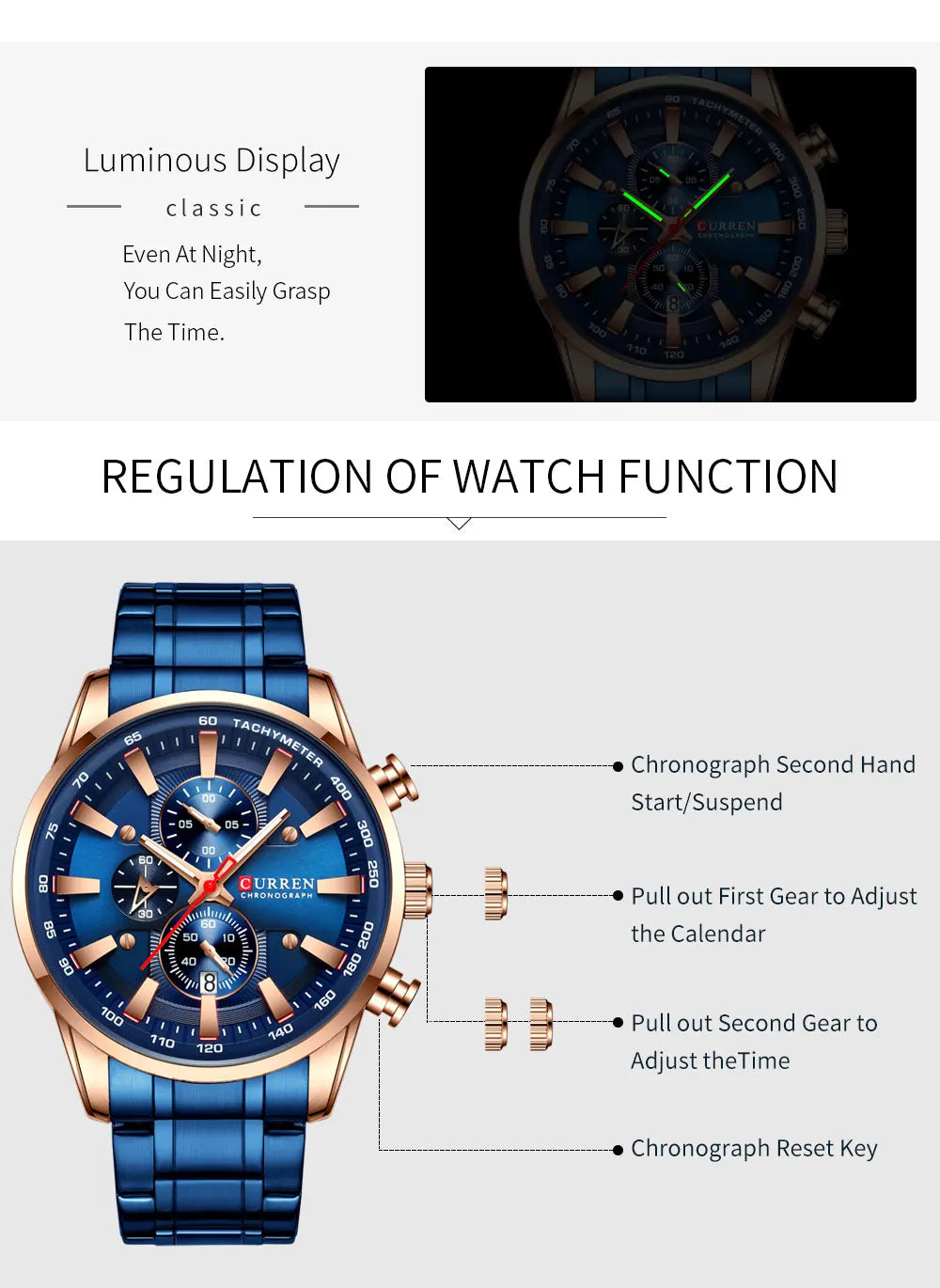 CURREN New Mens Watches Quartz Business Waterproof Watch Man Watches Top Brand Luxury WristWatch Men Chronograph Reloj Hombre