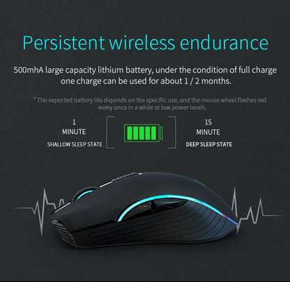 Rechargeable Dual Mode Bluetooth Wireless Mouse, 2.4GHz USB Optical Gaming Mouse with 2400 DPI, Ergonomic Rechargeable Wireless Mouse for PC, Laptop & Mac