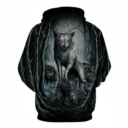 Cool Space Galaxy Wolf Hoodie Hoodies Men Bright Wolf Fashion Handsome Wolf Hoddies Spring Autumn Pullovers Sweatshirts Sweat