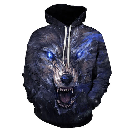 Cool Space Galaxy Wolf Hoodie Hoodies Men Bright Wolf Fashion Handsome Wolf Hoddies Spring Autumn Pullovers Sweatshirts Sweat
