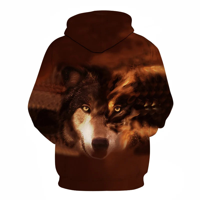 Cool Space Galaxy Wolf Hoodie Hoodies Men Bright Wolf Fashion Handsome Wolf Hoddies Spring Autumn Pullovers Sweatshirts Sweat