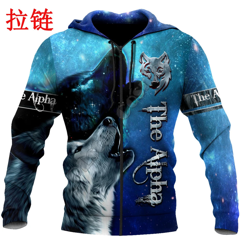 Beautiful The Wolf Starry sky 3D All Over Printed Unisex Deluxe Hoodie Sweatshirt Zip Pullover Casual Jacket Tracksuit DW0327