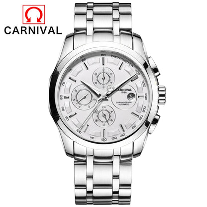 relogio masculino New Carnival Automatic Watches Men Business Mechanical Clock Leather Strap Waterproof Luxuey Brand Clock
