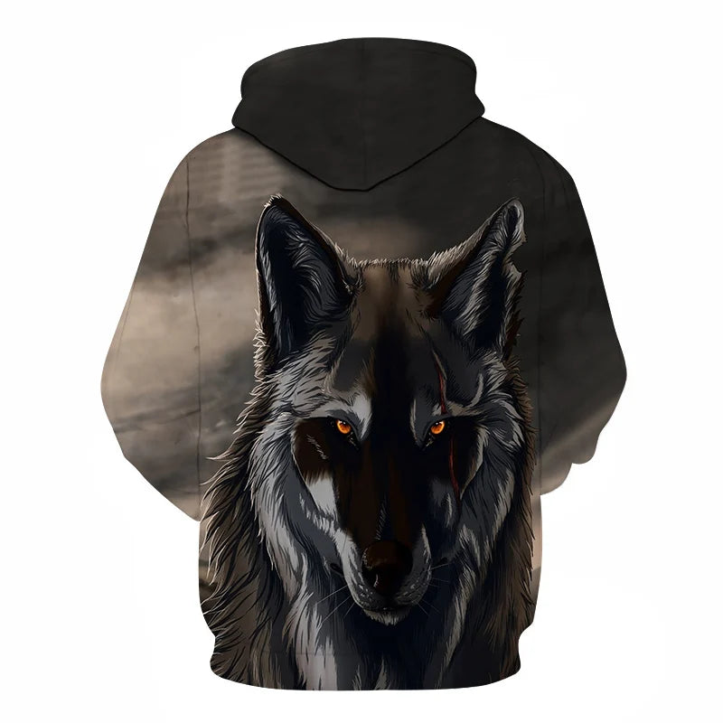 Cool Space Galaxy Wolf Hoodie Hoodies Men Bright Wolf Fashion Handsome Wolf Hoddies Spring Autumn Pullovers Sweatshirts Sweat