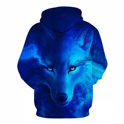 Cool Space Galaxy Wolf Hoodie Hoodies Men Bright Wolf Fashion Handsome Wolf Hoddies Spring Autumn Pullovers Sweatshirts Sweat