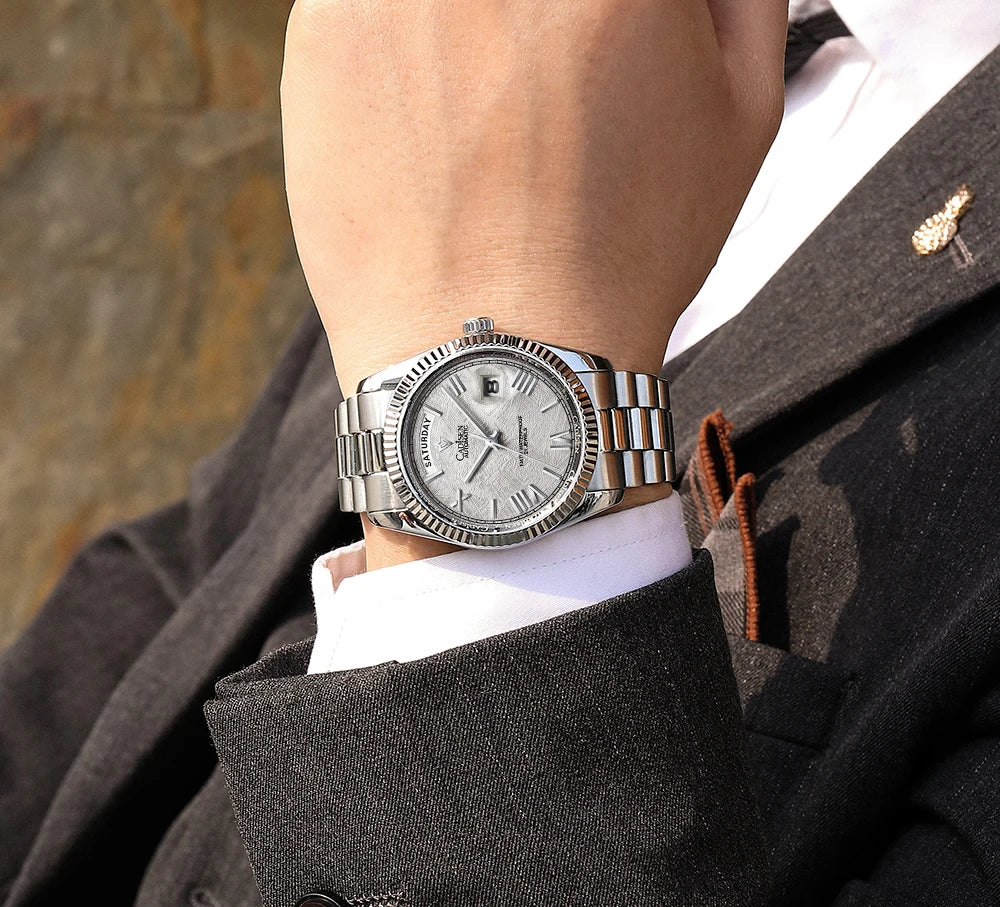 NEW 2025 CADISEN Men's Mechanical Watches Luxury Meteorite Dial Automatic Watch For Men Week 100M Japan MIYOTA 8285 Clock Man