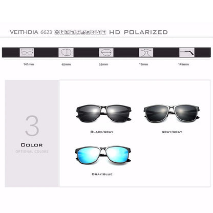 VEITHDIA Fashion Vintage Men's Sunglasses Polarized UV400 Lens Glasses Aluminum Magnesium Eyeglasses Eyewear Accessories 6623