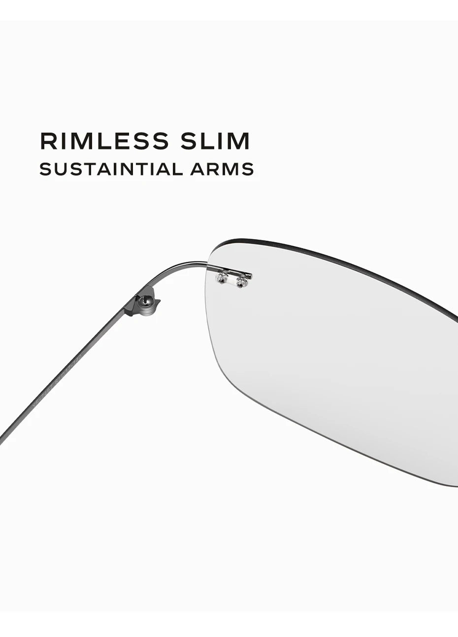 CAPONI Square Sun Glasses For Men Photochromic Polarized Rimless Sunglasses Classic Design High Quality Eyewear UV400 BS7467