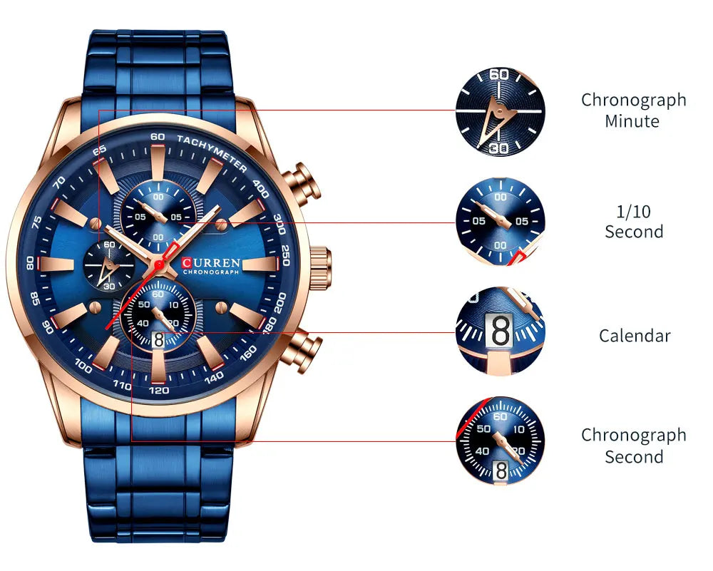 CURREN New Mens Watches Quartz Business Waterproof Watch Man Watches Top Brand Luxury WristWatch Men Chronograph Reloj Hombre