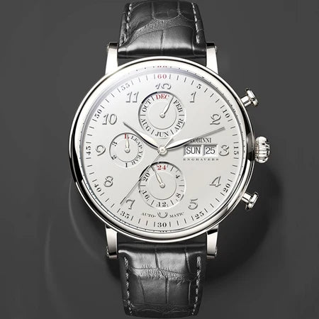 Luxury Brand Switzerland LOBINNI Ewiger Kalender Automatische mechanische Herrenuhr Saphirglas Multifunktionsuhr L13019-8