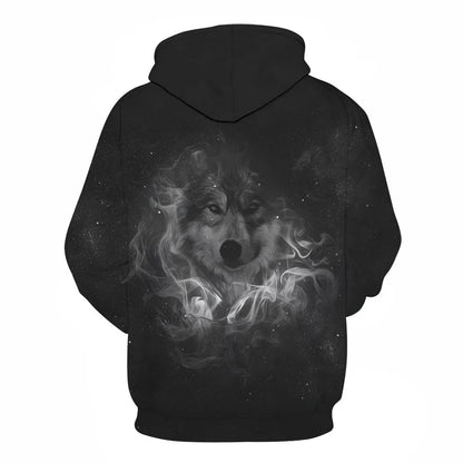 Cool Space Galaxy Wolf Hoodie Hoodies Men Bright Wolf Fashion Handsome Wolf Hoddies Spring Autumn Pullovers Sweatshirts Sweat