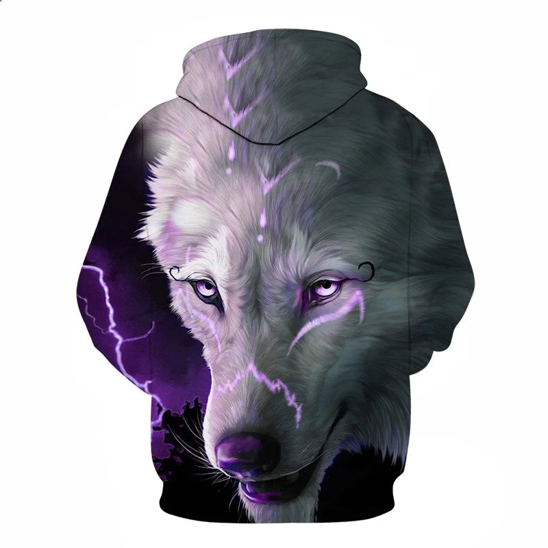Cool Space Galaxy Wolf Hoodie Hoodies Men Bright Wolf Fashion Handsome Wolf Hoddies Spring Autumn Pullovers Sweatshirts Sweat