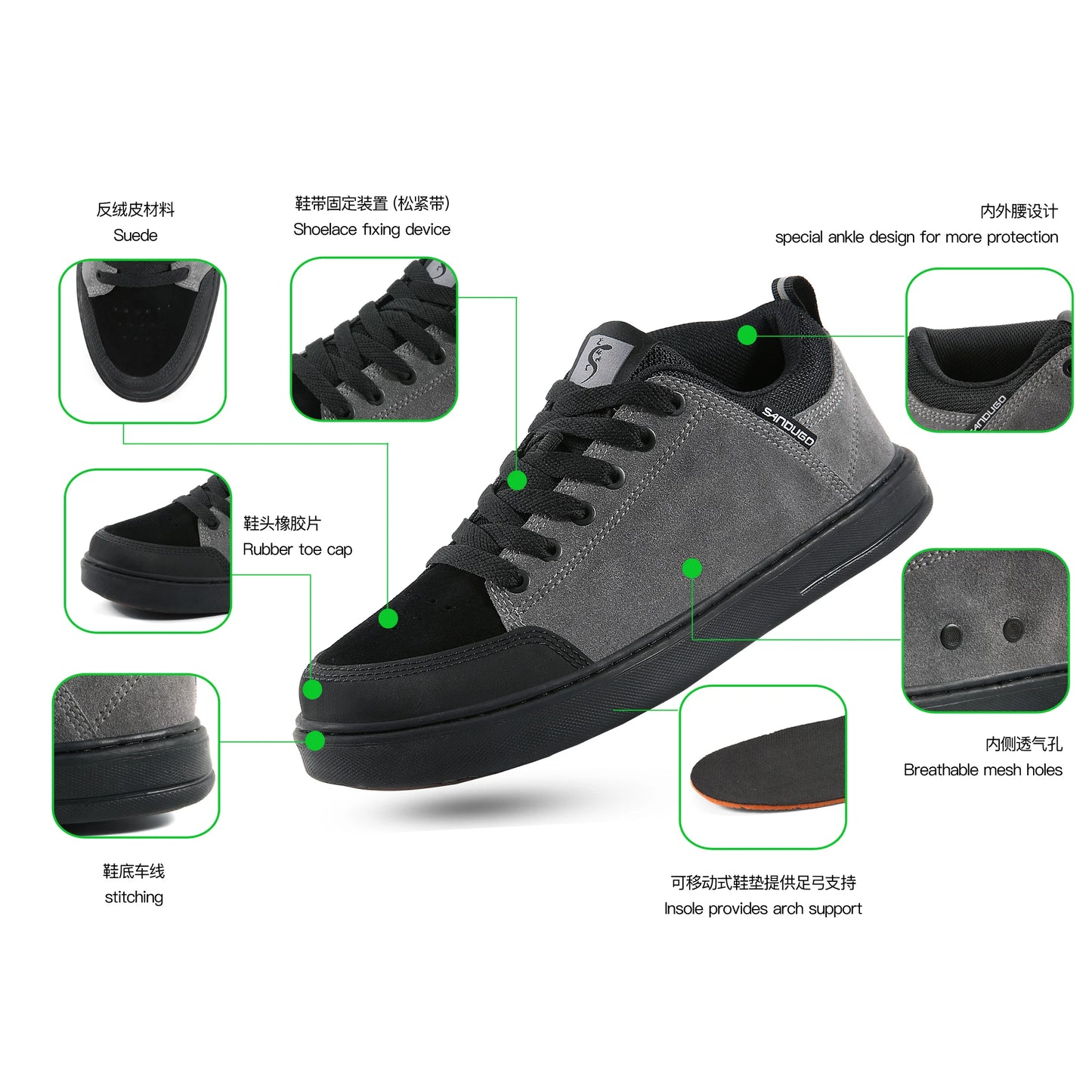Men's MTB Shoes for Flat Pedals Suitable  for BMX, DH, Enduro, Free-ride