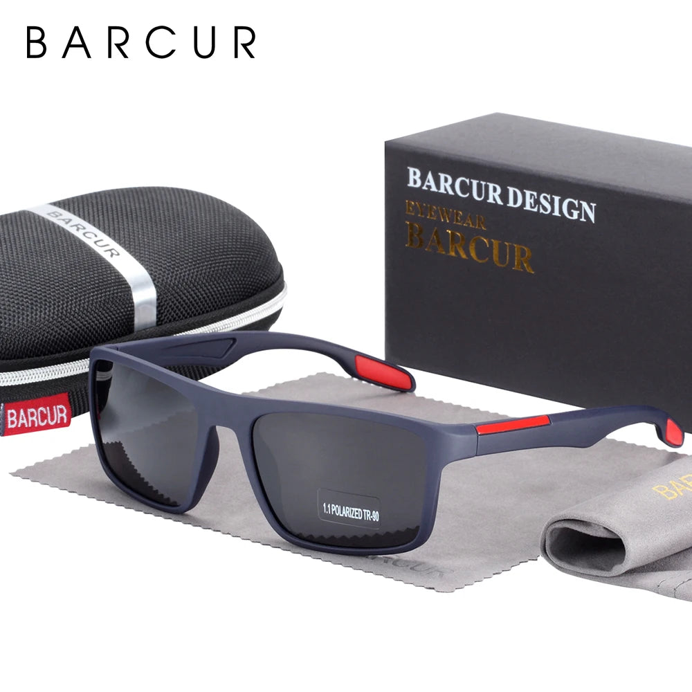 BARCUR Polarized Sunglasses Men TR90 Ultralight Vintage Sun Glasses for Women Square Eyewear oculos lunette de soleil femme