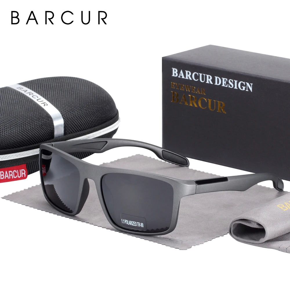 BARCUR Polarized Sunglasses Men TR90 Ultralight Vintage Sun Glasses for Women Square Eyewear oculos lunette de soleil femme