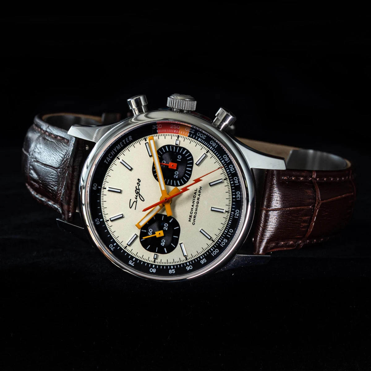 Sugess New Business Watch Mechanical Chronograph ST19 Original Swaneck Movement wristwatches Army Pilot Reloj Hombre Sappire