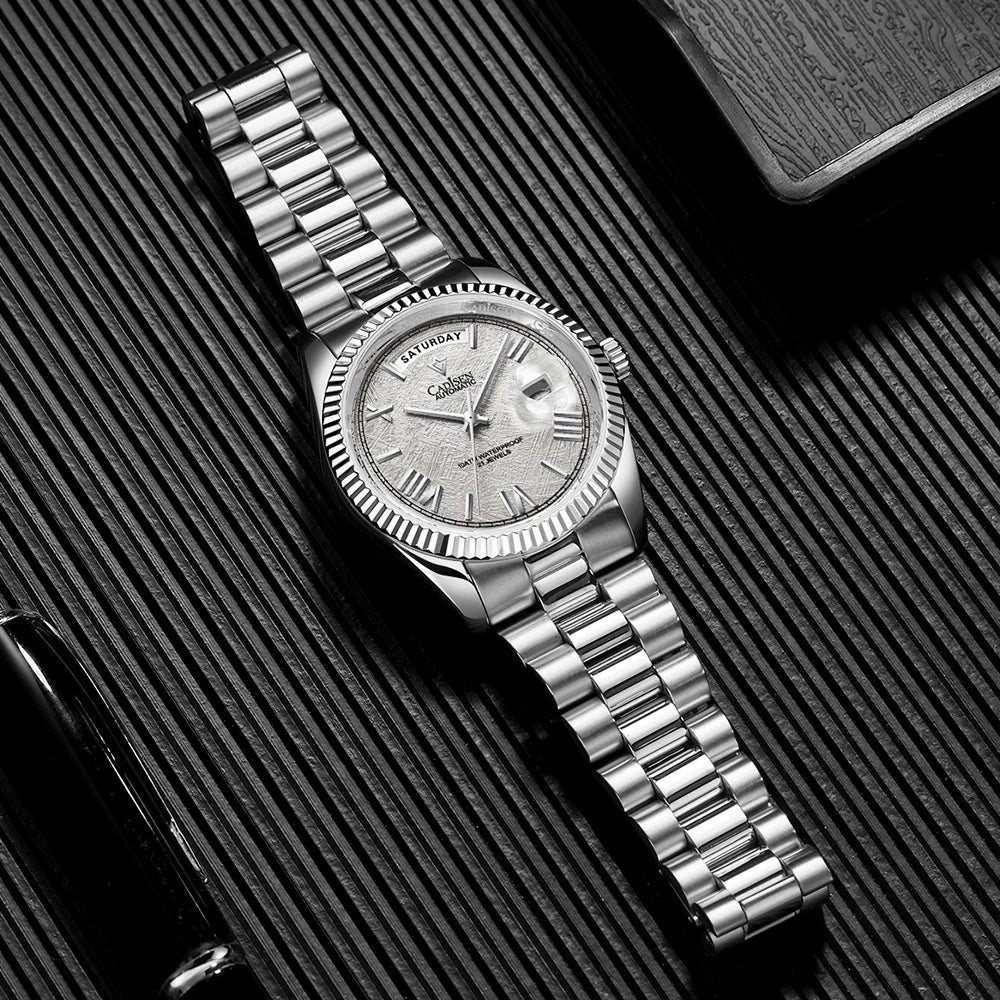 NEW 2025 CADISEN Men's Mechanical Watches Luxury Meteorite Dial Automatic Watch For Men Week 100M Japan MIYOTA 8285 Clock Man