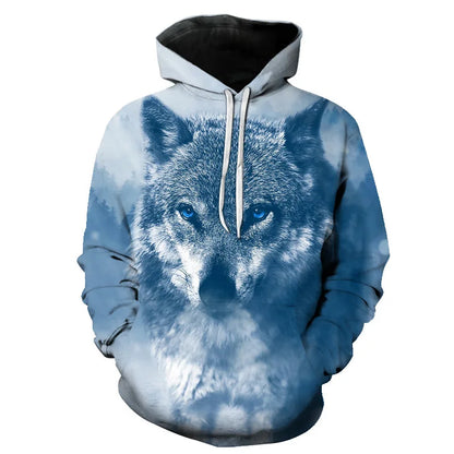 Cool Space Galaxy Wolf Hoodie Hoodies Men Bright Wolf Fashion Handsome Wolf Hoddies Spring Autumn Pullovers Sweatshirts Sweat