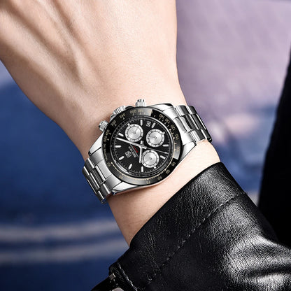 Montres pour hommes BENYAR – Chronographe de luxe, modèle sportif, étanche, en acier inoxydable, à mouvement à quartz