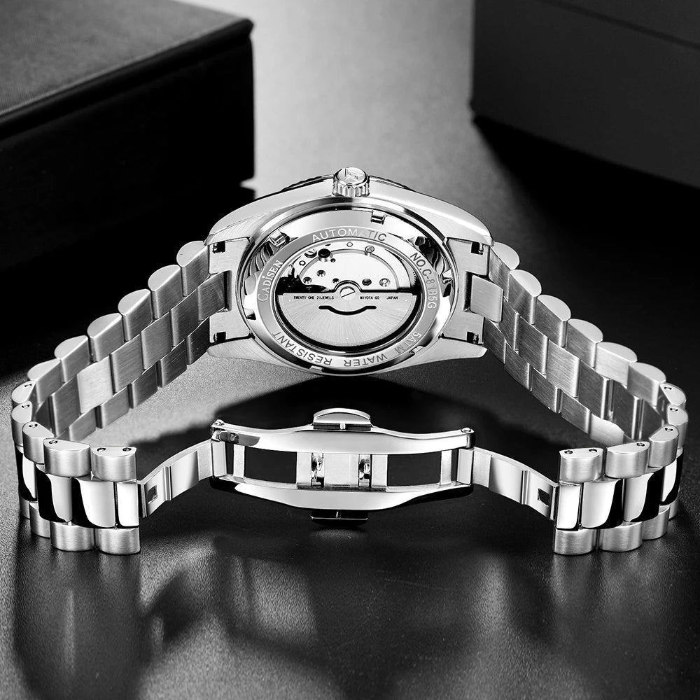 NEW 2025 CADISEN Men's Mechanical Watches Luxury Meteorite Dial Automatic Watch For Men Week 100M Japan MIYOTA 8285 Clock Man